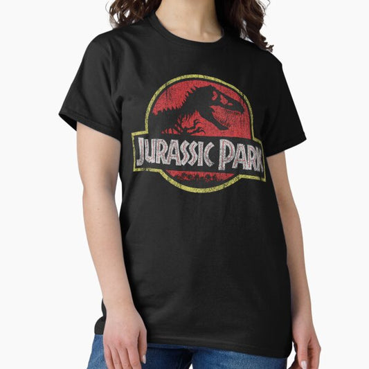 Jurassic Park Retro Red Distressed Logo T-Shirt