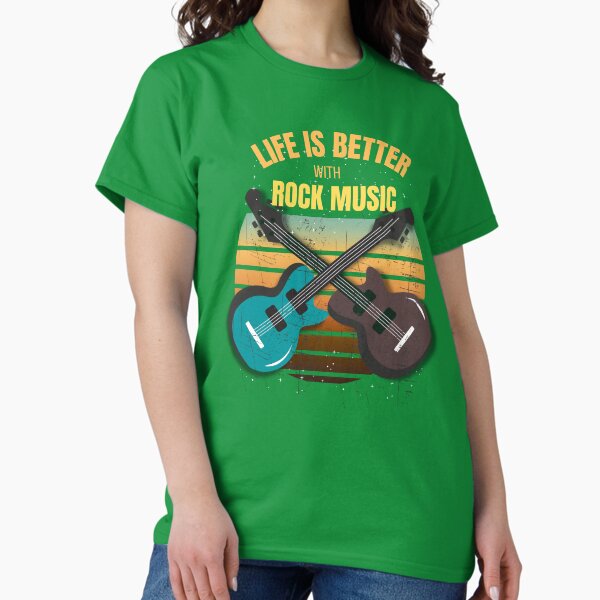 Life Is Better With Rock Music Vintage Retro Rock Guitar Design T-Shirt