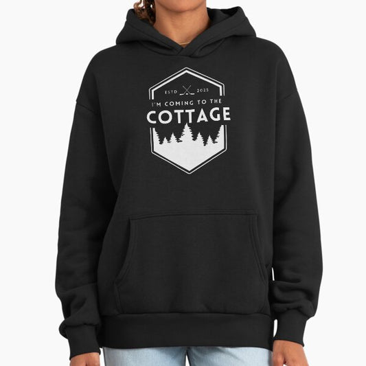 I'm Coming to The Cottage Romance Hockey Couple Design Hoodie