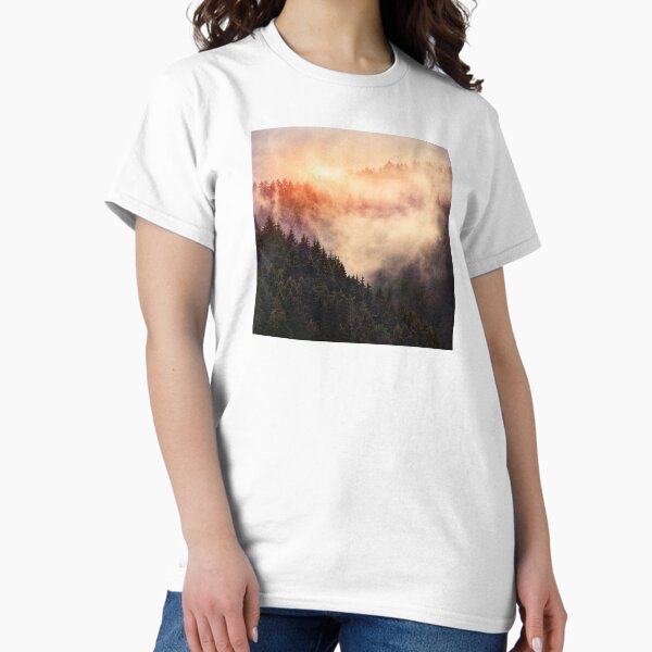 In My Other World // Sunrise In A Romantic Misty Foggy Autumn Fairytale Wilderness Forest With Trees Covered In Fog And Sunlight T-Shirt