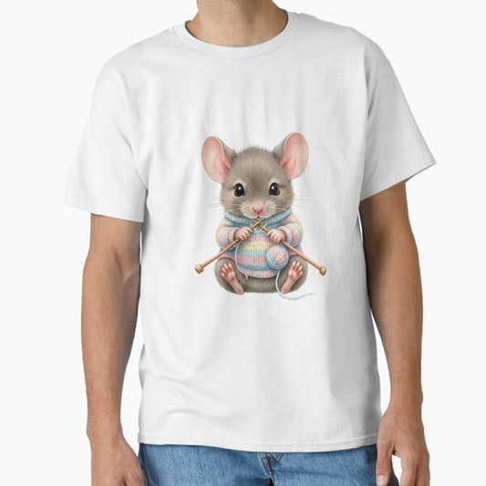 Cozy Knitting Mouse - Cute Mouse & Hobbies Series T-Shirt