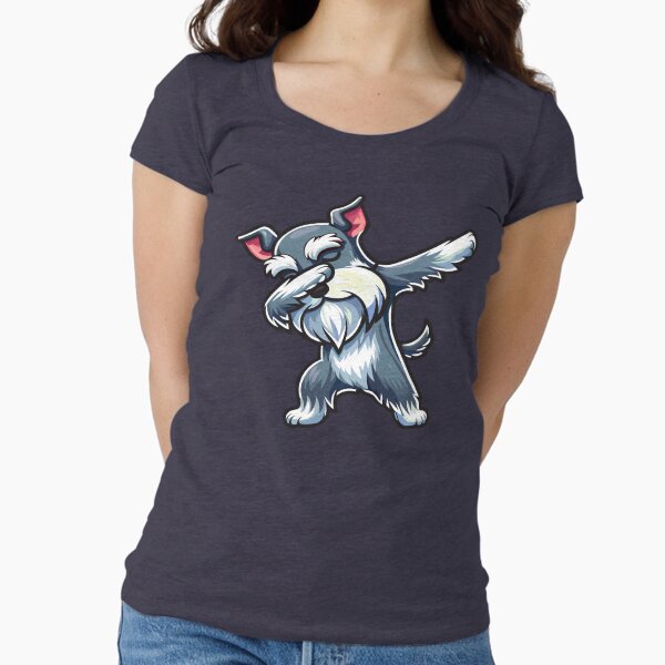 Schnauzer Cute Dabbing Fitted Scoop T-Shirt