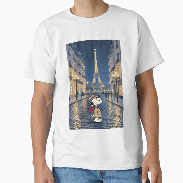 Peanuts - Snoopy in Paris Vintage Travel Tourism T-Shirt