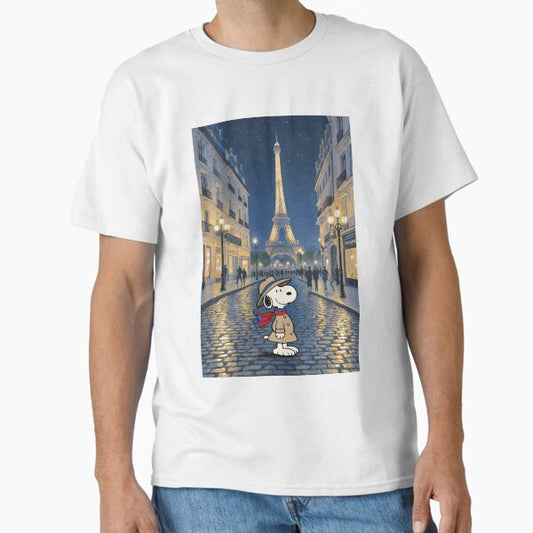 Peanuts - Snoopy in Paris Vintage Travel Tourism T-Shirt