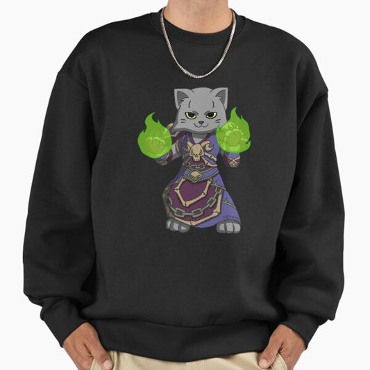 Cute warlock cat Warcraft Sweatshirt