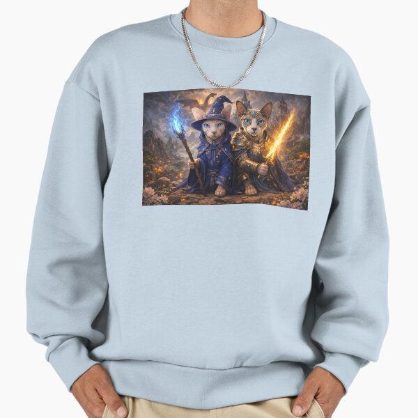 Fantasy Cats as Mage and Knight – Epic Medieval Fantasy Art Illustration Sweatshirt