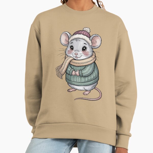 Cozy Winter Mouse Illustration – Cute Storybook Animal Art Sweatshirt