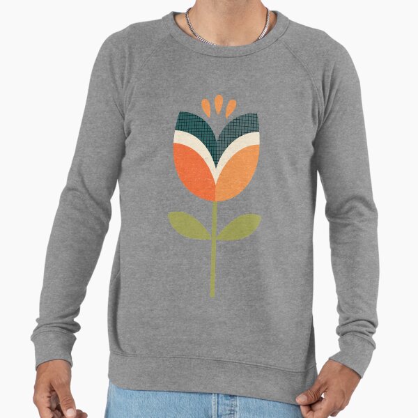 Retro Tulip - Orange and Olive Green Lightweight Sweatshirt