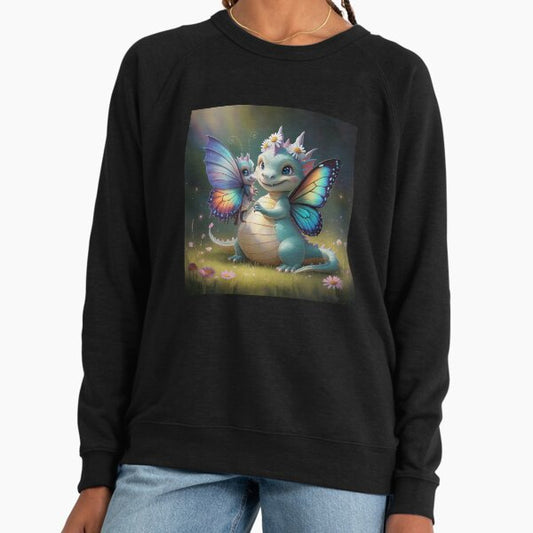 Cute dragon with butterfly wings,Legendary Animals,dragon art,Legendary dragon Lightweight Sweatshirt