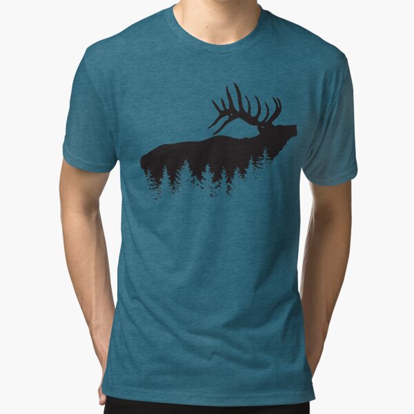 Deer and Evergreens Hunting Tri-blend T-Shirt