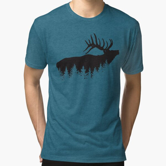 Deer and Evergreens Hunting Tri-blend T-Shirt