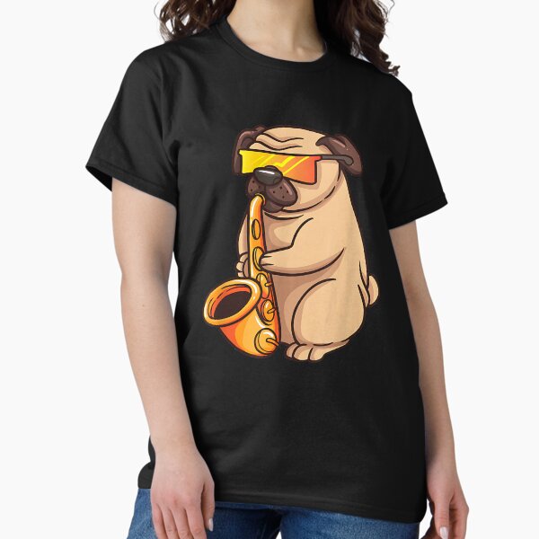 Saxophone Player Pug Jazz Band Music and Dog Lovers Gift T-Shirt