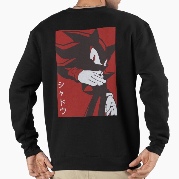 Normal Black Shadow Hedgehog anime manga style Background Red Sweatshirt