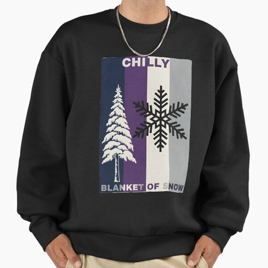 Chilly Blanket of Snow - Winter Pine and Snowflake Sweatshirt