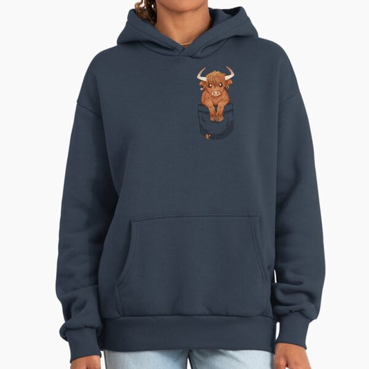 Pocket Cute Scottish Highland Cow Hoodie
