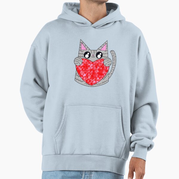 Zippers The Gray Cat With Valentines Heart Hoodie