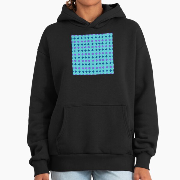 Purple Stars and Dark Blue Crosses on Cyan background pattern Hoodie