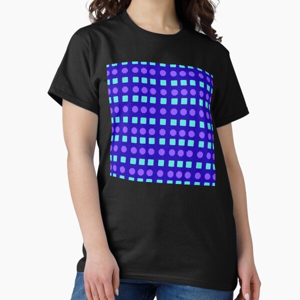 Turquoise Rounded Squares and Purple Octagons on Dark Blue background pattern T-Shirt
