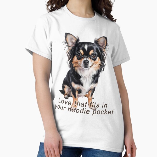 Pocket-Sized Love – Long-Haired Chihuahua T-Shirt