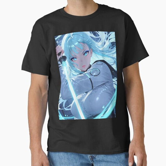 NYXEN: Neon Cyberpunk Anime Samurai Girl Sword Aesthetic T-Shirt