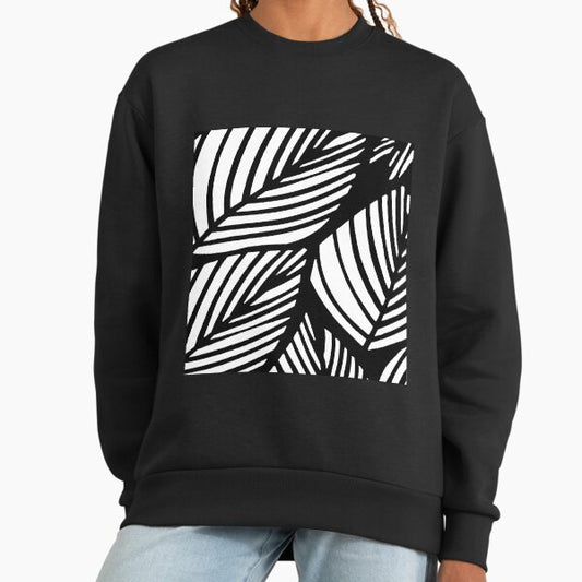 Artistic Black And White Leaf Vein Abstract Sweatshirt