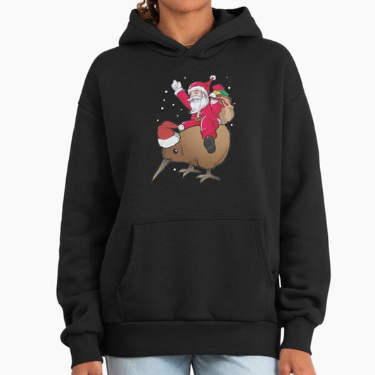 Funny New Zealand Santa Riding Kiwi Bird Holiday Christmas Tree Bauble Balls Decoration Winter Ugly Christmas Xmas Sweater Hoodie