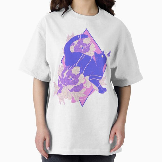 Cute Cat with Flowers - Whimsical Feline Floral Art T-Shirt