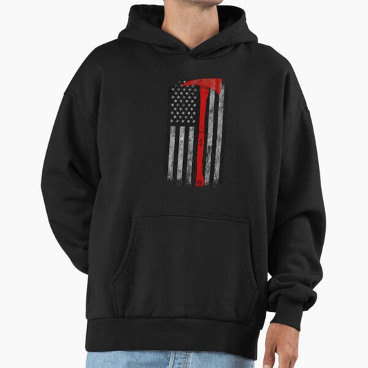 Red Axe American Flag Thin Red Line Firefighter Shirt Hoodie