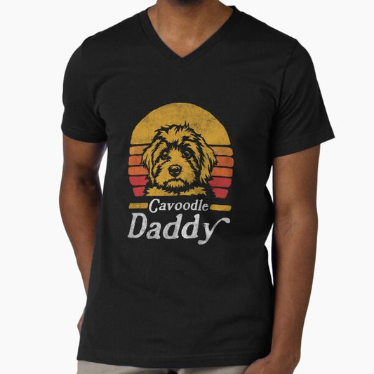 Retro Vintage Cavoodle Daddy V-Neck T-Shirt