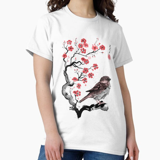 Little Sparrow sumi-e T-Shirt