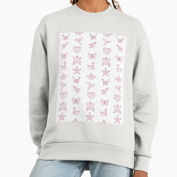 Pink and white tiny origami animals pattern Sweatshirt