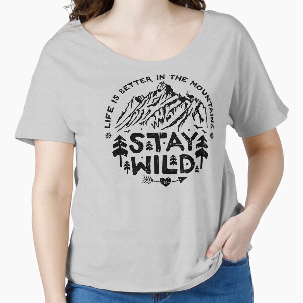 Stay Wild black Relaxed Fit T-Shirt