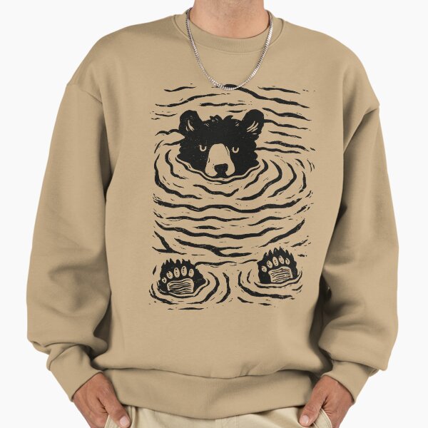 Minimalist Linocut Bear-Retro Nature Art Sweatshirt
