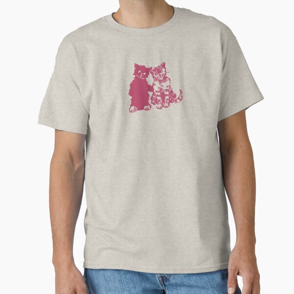 Charm Clairo Cat Best Friends Vintage Pink Drawing T-Shirt