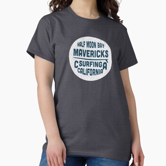 Vintage Mavericks Beach Surfing Half Moon Bay California T-Shirt