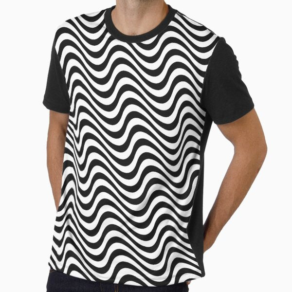 Black & White Color waves Style Artist Palette cool patterns design model Graphic T-Shirt