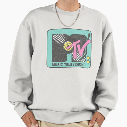 MTV Music Television Record Vinyl Vintage Big Chest Logo Sweatshirt