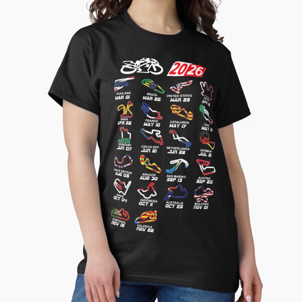 Calendar season 2026 MotoGp circuits colors T-Shirt