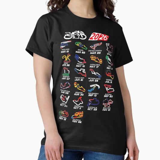 Calendar season 2026 MotoGp circuits colors T-Shirt