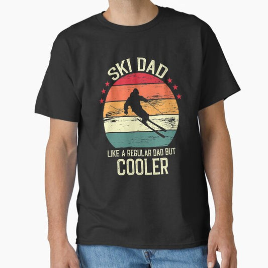 Ski Dad Like A Regular Dad But Cooler - Vintage Retro Ski Dad Gift T-Shirt