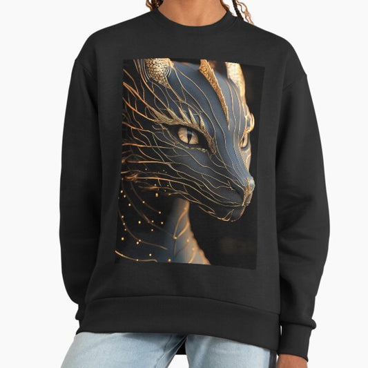 Dragon Mythic Power Golden Line Fantasy Art Sweatshirt