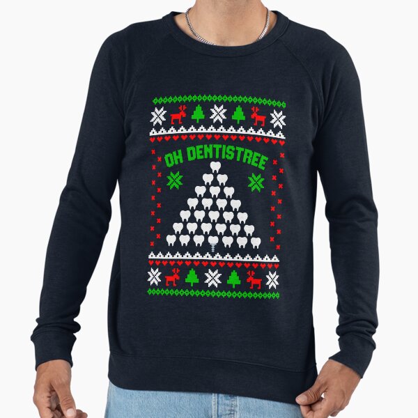 Oh Dentistree – Funny Dental Ugly Christmas Sweater Design Lightweight Sweatshirt