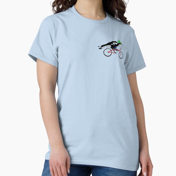 Magpie on Bike Swoop (in Blue) T-Shirt