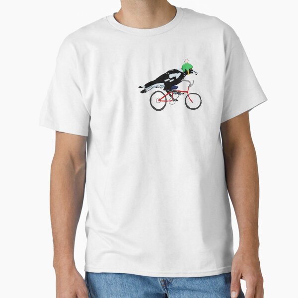 Magpie on Bike Swoop (in Orange) T-Shirt