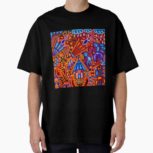 Psychedelic Beaded Textile Geometric Pattern T-Shirt
