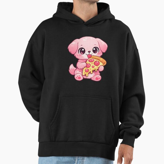 Pink Dog with Pizza Slice Hoodie