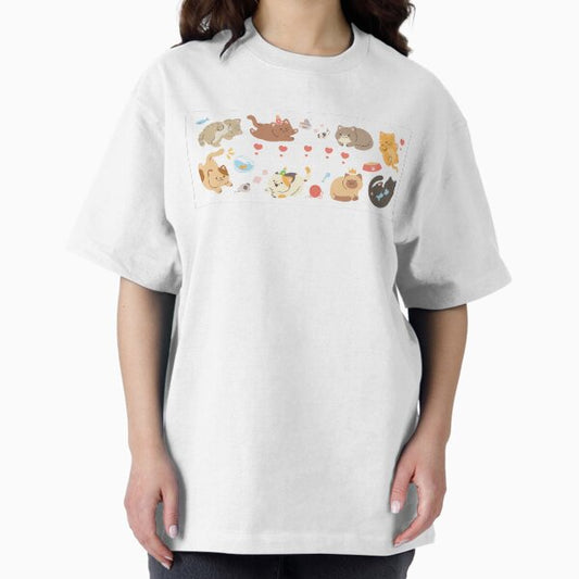 Cats with mouse, heart and fish T-Shirt
