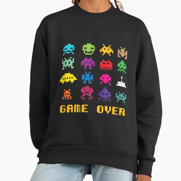 Game Over retro alien invaders tshirt 80s 8-bit video game Sweatshirt