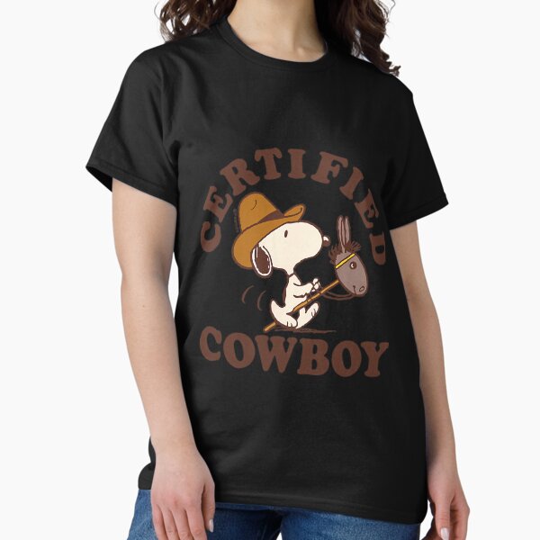 Peanuts Cute Cowboy Style Snoopy Riding Stick Horse Vintage Art T-Shirt