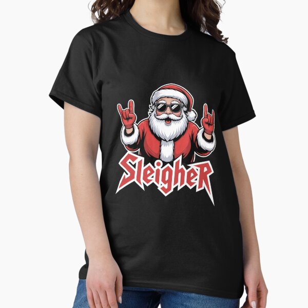 Sleigher Santa Claus Metal Christmas funny Hail Santa T-Shirt